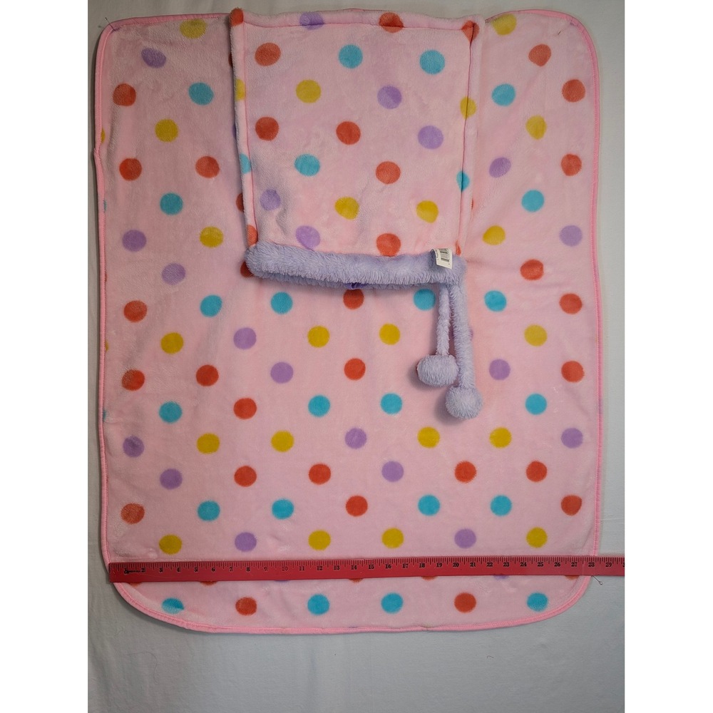 Kids Plush Bunny Backpack with Polka Dot Fleece Blanket Set Lavender - Picture 4 of 7